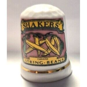 Shakers Canned String Beans Porcelain Ceramic White Thimble Vintage